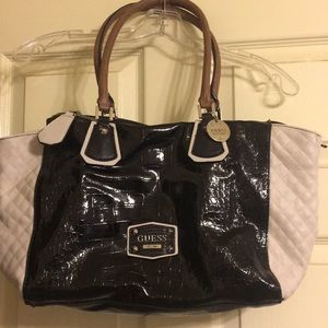 Guess black and white purse